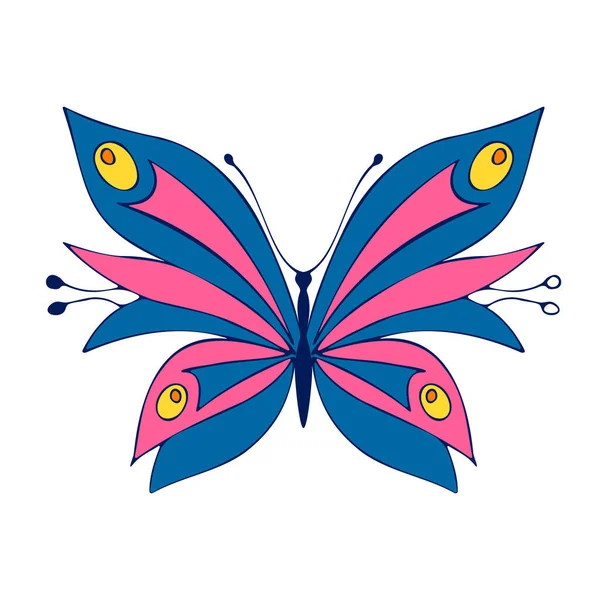 Elegante Kleine Farbige Schmetterlingsblume Vektorillustration Symbol Schmetterling Mit Offenen Flügeln — Stockvektor