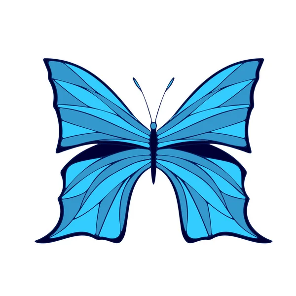 Blue Morpho Helenor Butterfly Vector Illustration Icon Butterfly Open Wings — Archivo Imágenes Vectoriales