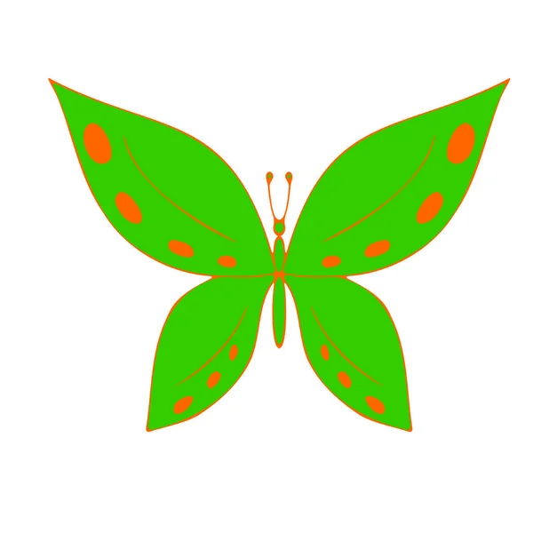 Elegantní Malý Zelený Motýlek Vektorová Ilustrace Ikona Motýl Otevřenými Křídly — Stockový vektor