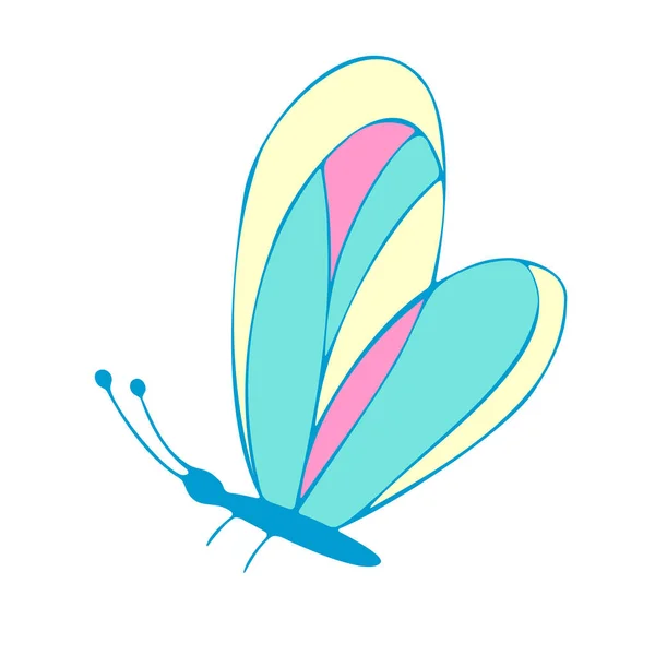 Barevný Motýl Vektorová Ilustrace Ikona Motýlí Křídla Boční Pohled — Stockový vektor