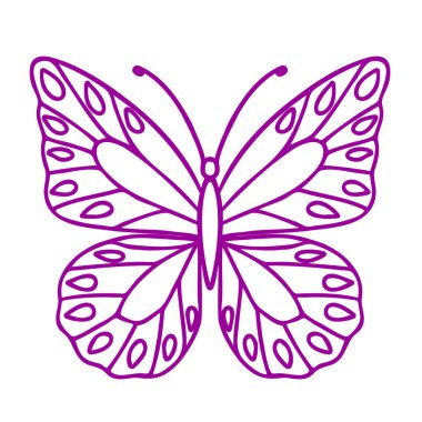 Butterfly contour vector drawing. Insect butterfly coloring book. EPS 10 Template
