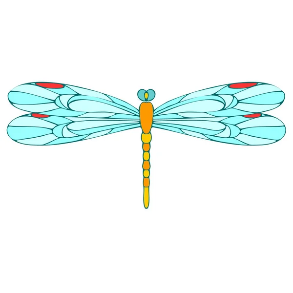 Dragonfly Vector Drawing Insect Dragonfly Coloring Book Eps Template — Stock Vector