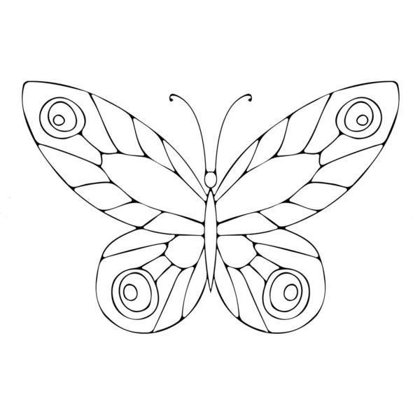 Vlindercontourvectortekening Insect Vlinder Kleurboek Model Eps — Stockvector
