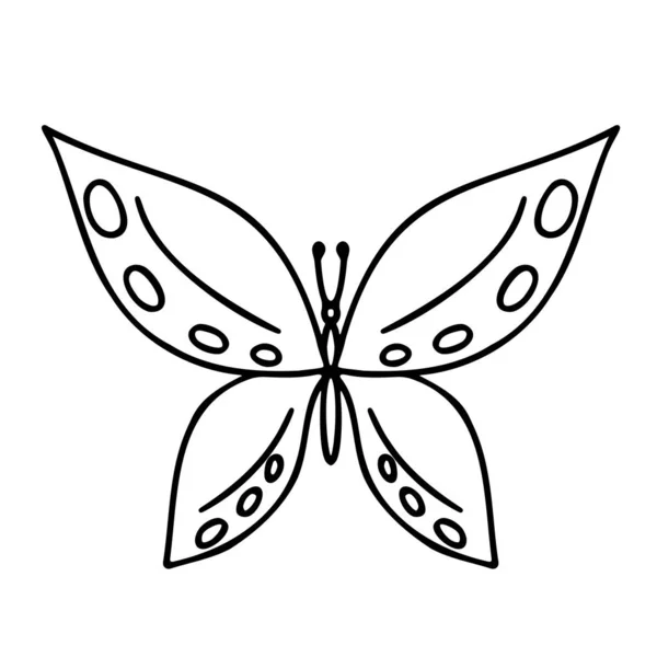 Butterfly Contour Vector Drawing Insect Butterfly Coloring Book Eps Template — Vector de stock