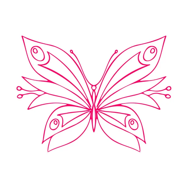 Butterfly Contour Vector Drawing Insect Butterfly Coloring Book Eps Template - Stok Vektor