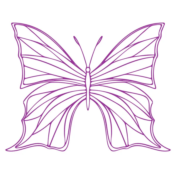 Butterfly Contour Vector Drawing Insect Butterfly Coloring Book Eps Template — Vector de stock