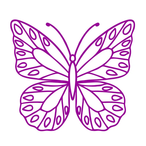 Butterfly Contour Vector Drawing Insect Butterfly Coloring Book Eps Template — Image vectorielle