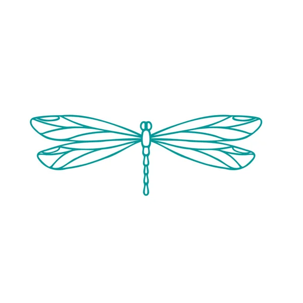 Dragonfly Contour Vector Drawing Insect Dragonfly Coloring Book Eps Template — Vetor de Stock