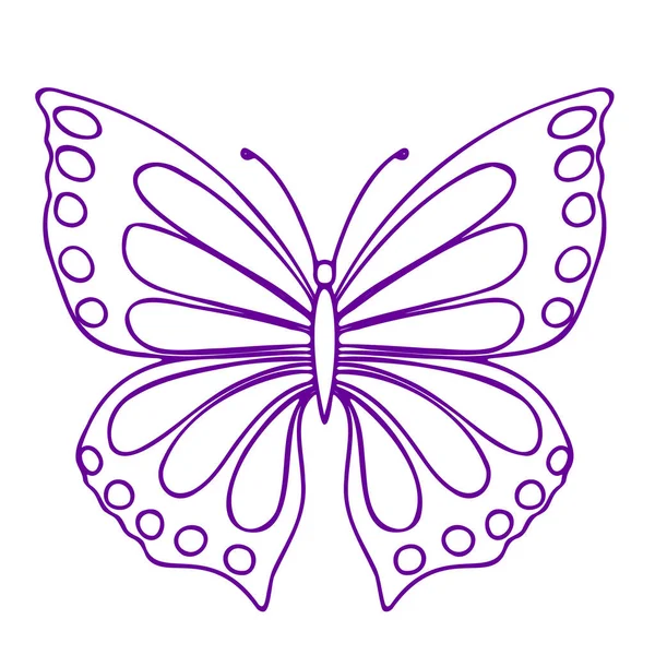 Butterfly Contour Vector Drawing Insect Butterfly Coloring Book Eps Template — Stock vektor