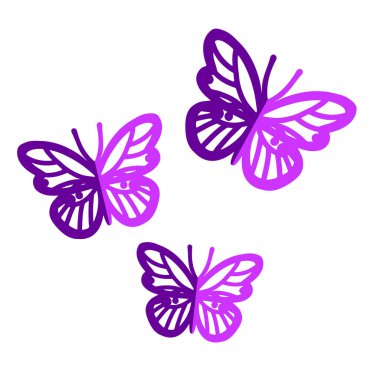 Butterflies decoration. Three butterflies. Vector illustration.