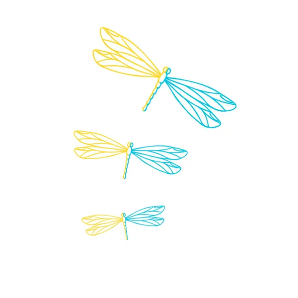 Dragonfly Jewelry Three Dragonflies Vector Illustration —  Vetores de Stock