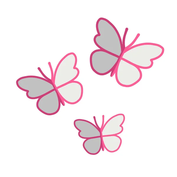 Butterflies Decoration Three Butterflies Vector Illustration — Vector de stock