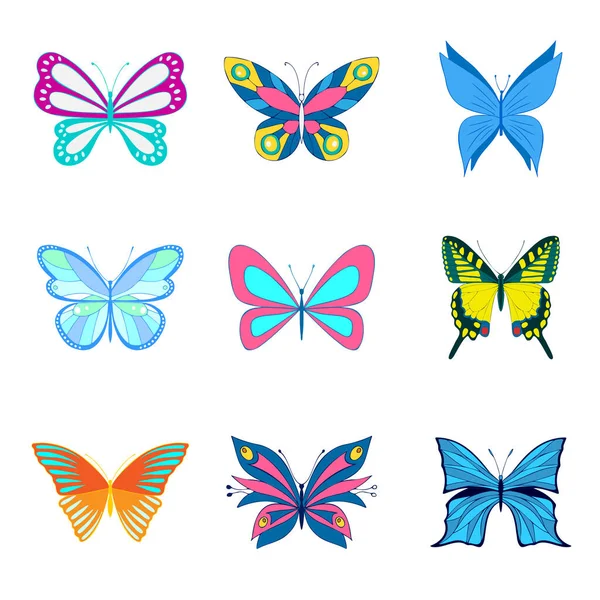 Set Vector Butterflies Different Colorful Butterflies — Image vectorielle