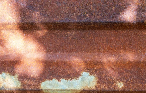Rusty Sheet Iron Illuminated Sun Patches Shadow — Stockfoto