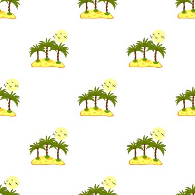Dikişsiz desen, palmiye ağaçları ve mavi konturlarını ile deniz ada.