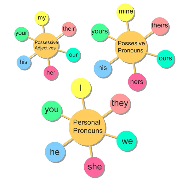 Infographie vectorielle. Pronoms anglais . — Image vectorielle