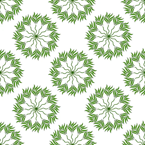 Nahtloses Muster grüner Blätter auf weißem Hintergrund — Stockvektor