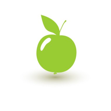 Beyaz zemin üzerine yeşil elma. Vektör çizim