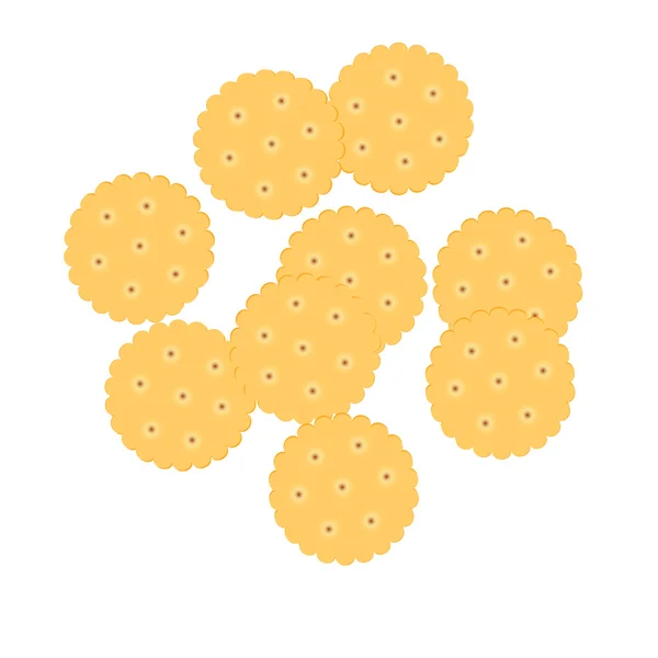 Cracker cookies geïsoleerd op witte achtergrond. — Stockvector