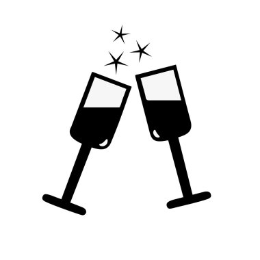 Vektör düz stemware cam kutsal kişilerin resmi beyaz izole. 