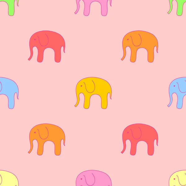 Χωρίς ραφή πρότυπο. υφή με πολύχρωμο ελέφαντες — Διανυσματικό Αρχείο