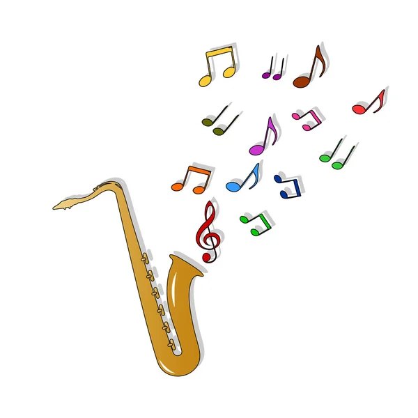 Saxophone, gambar vektor warna - Stok Vektor