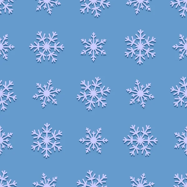 Bezešvé vzor sněhových vloček na modrém pozadí — Stockový vektor