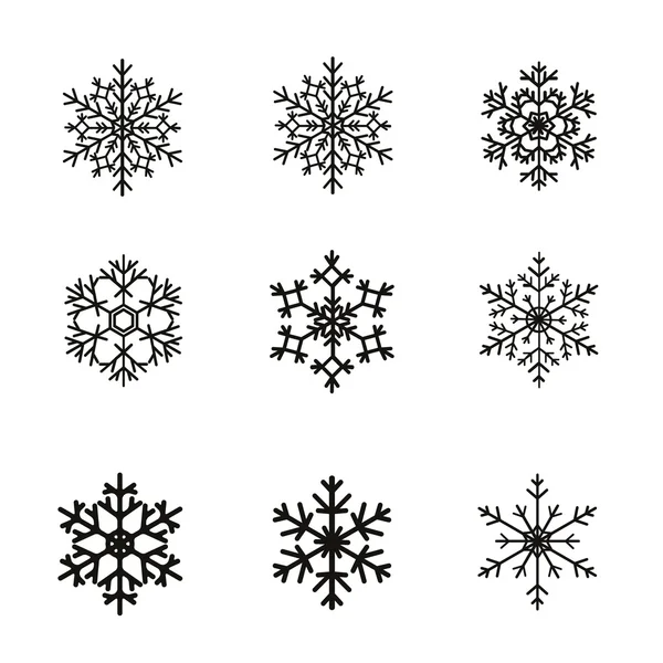 Conjunto vectorial de copos de nieve — Vector de stock