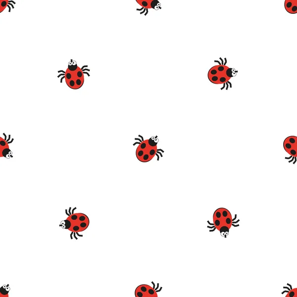 Ladybird bug flat style pattern. Nature insect seamless texture background. — Stock Vector