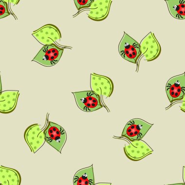 ladybugs ve yaprakları ile Seamless Modeli