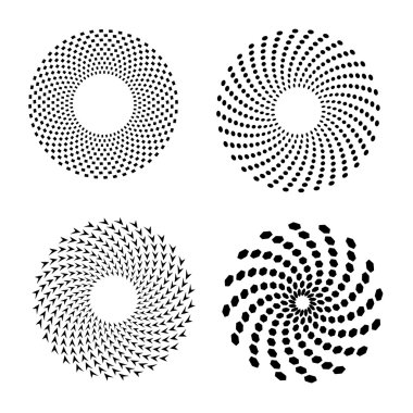 Vektör spiraller kümesi. Tasarım öğesi