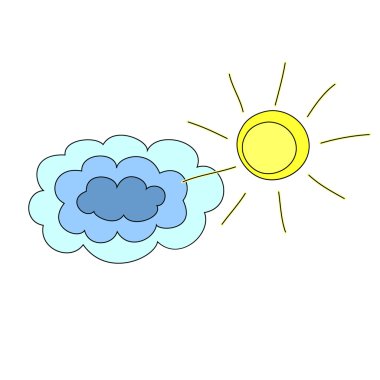 karikatür kroki güneşin ve bulutların