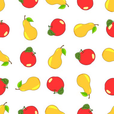 Sorunsuz vektör arka plan meyveli armut ve elma