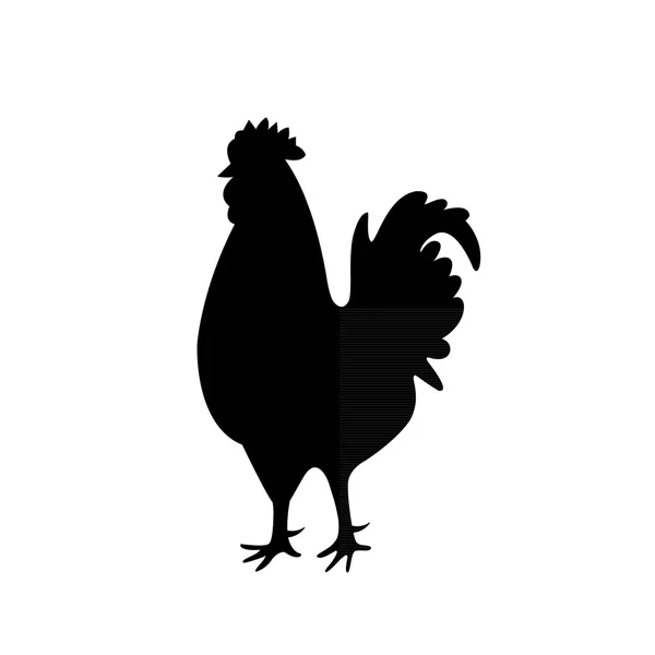 Silhouette of a rooster isolated on white — Stock Vector