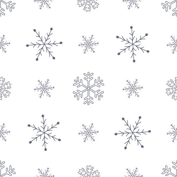 Fondo sin costuras de copos de nieve dibujados a mano — Archivo Imágenes Vectoriales
