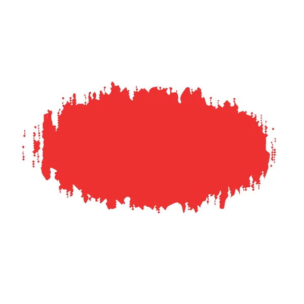 La mancha ovalada de pintura roja con bordes irregulares — Vector de stock