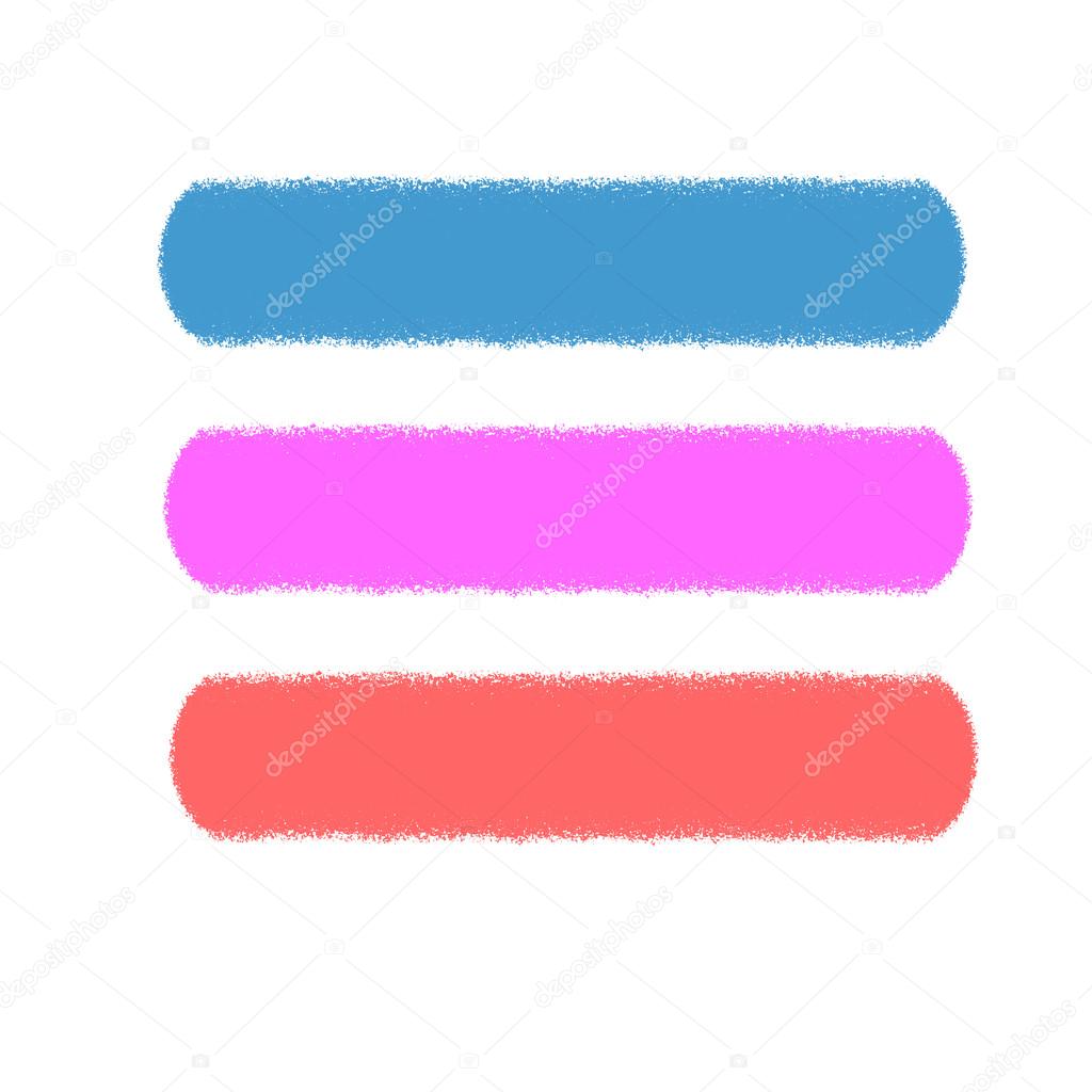 Three strips of colored chalk, vector picture