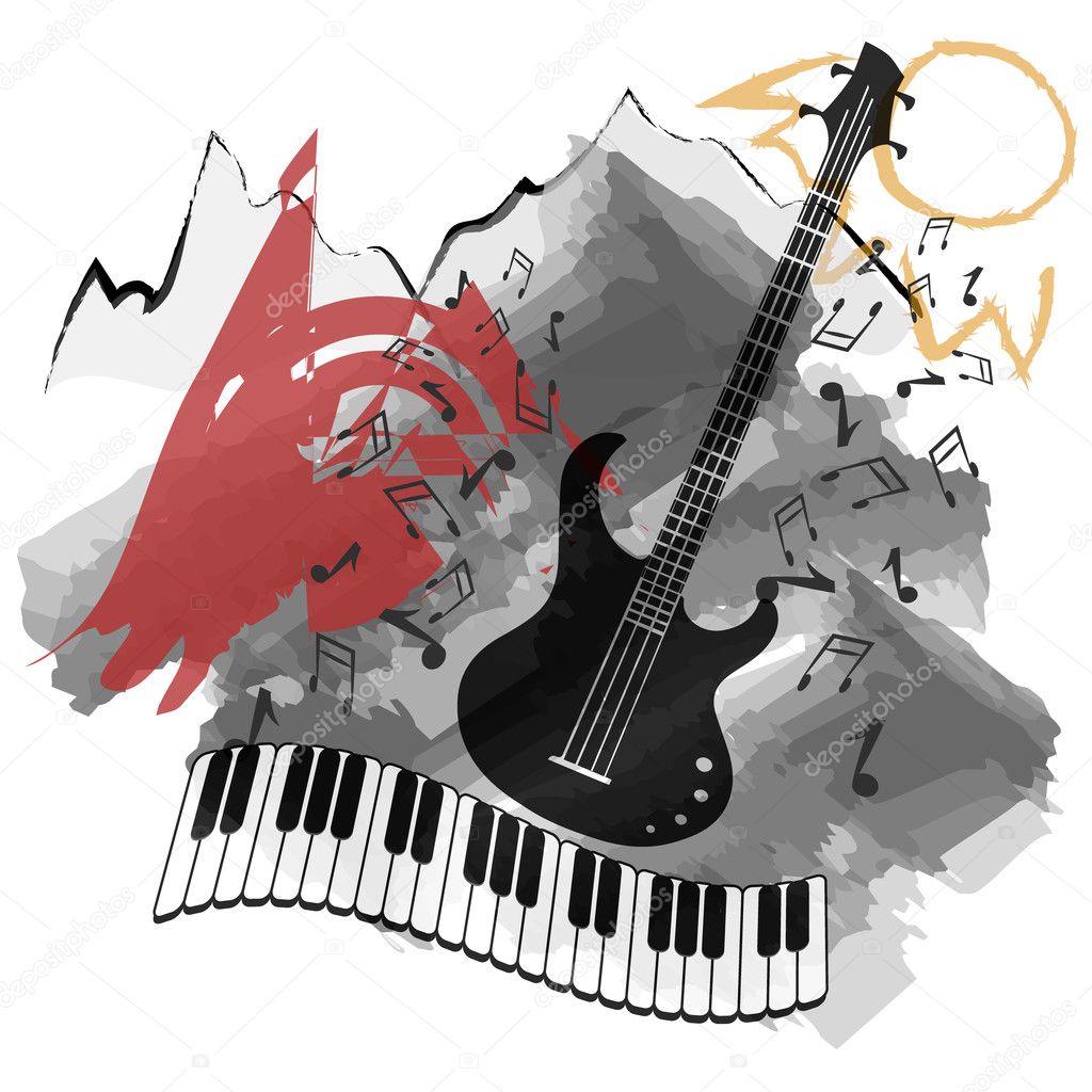 Vector background-music instruments background abstract natural landscape