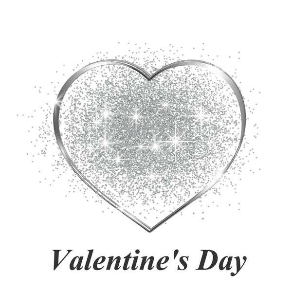 Corazón de plata en regalo el día de San Valentín — Vector de stock