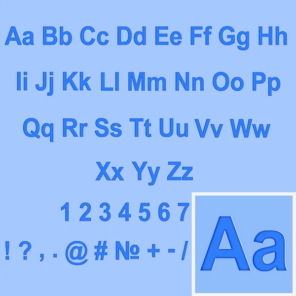 ベクトルのアルファベットセット、文字が紙の表面に押される — ストックベクタ