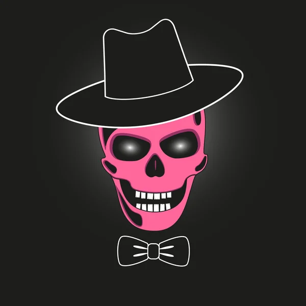 Pink skull in hat — Stock Vector