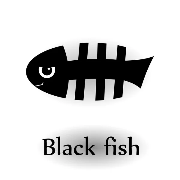 Ікона чорний скелет риби — стоковий вектор