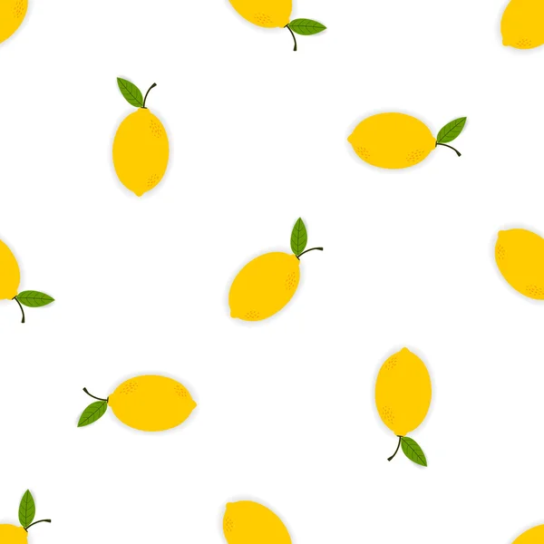 Limones sobre fondo blanco. Fondo de vector sin costura — Archivo Imágenes Vectoriales