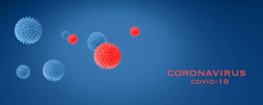  Coronavirus COVID-19 konsepti. Kopya alanı olan klasik mavi arkaplan çizimi