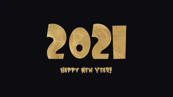 Cracked Vintage Golden Color Textured Text 2021 Happy New Year — Stock Photo, Image
