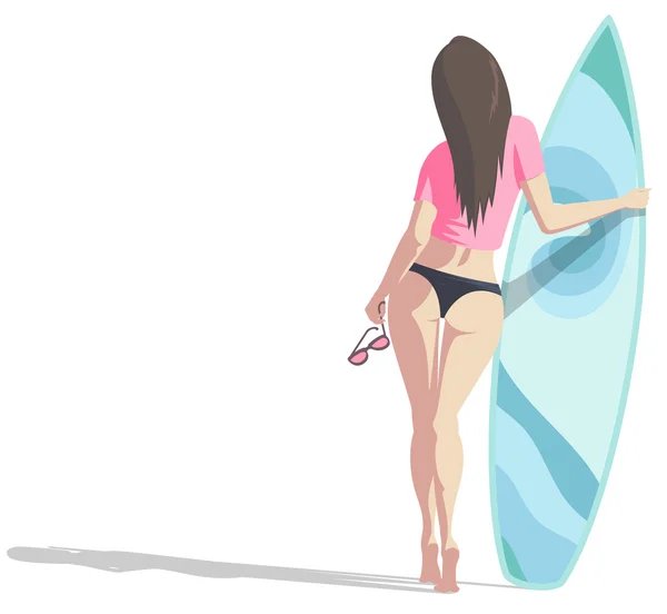 妇女与冲浪板 — 图库矢量图片