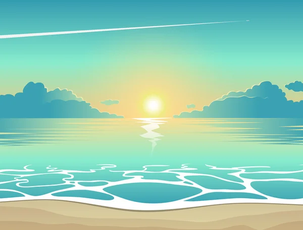 Soir mer plage — Image vectorielle