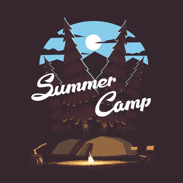 Bosque campamento de verano — Vector de stock