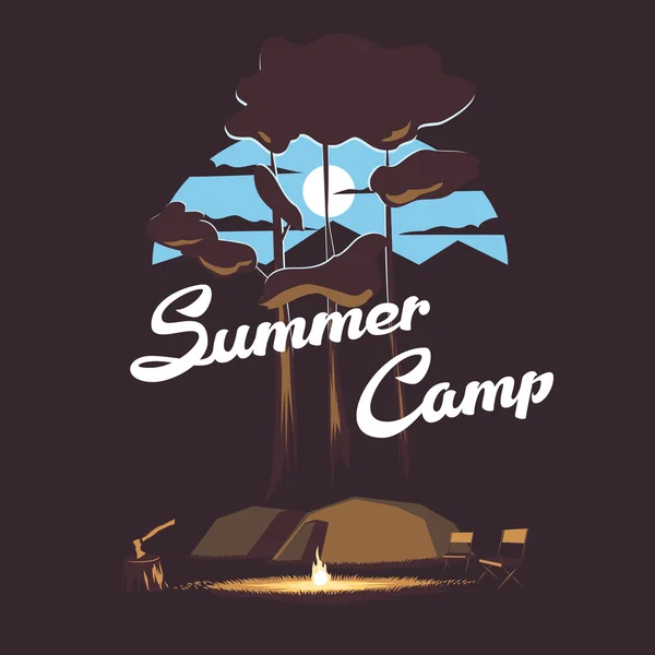 Ilustración campamento de verano — Vector de stock