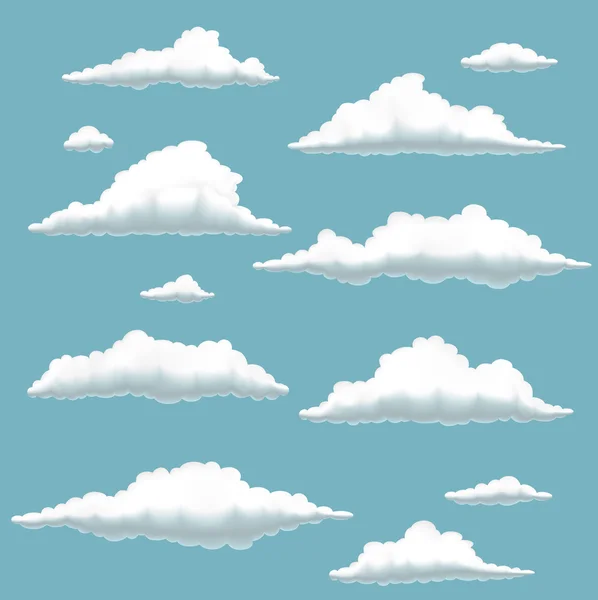 Gros ensemble de nuages volumétriques — Image vectorielle